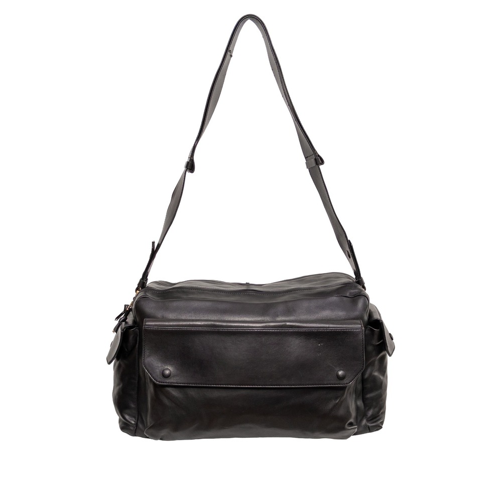 Vntg 1990s Bottega Veneta Dark Brown Leather Multi Pocket Messenger Shoulder Bag